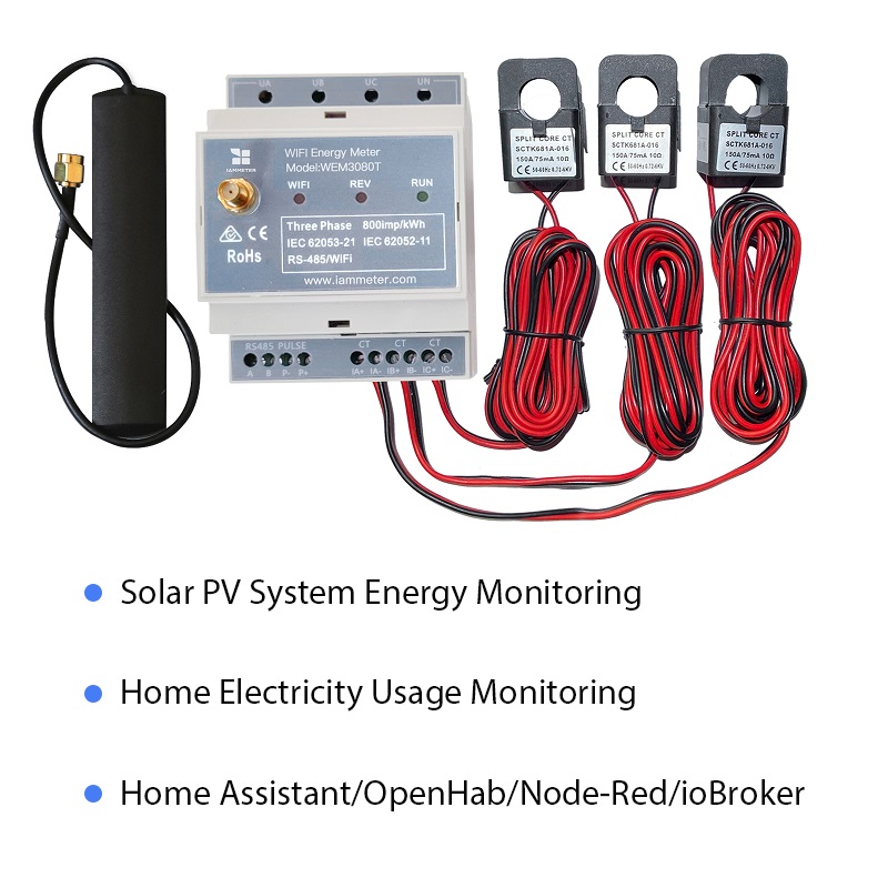 Dwukierunkowy, 150A, szyna DIN, asystent domowy, Zabbix, NodeRed, fotowoltaika słonecznego, CE, trójfazowy licznik energii, MQTT, WiFi, NEM, Modbus TCP/RTU