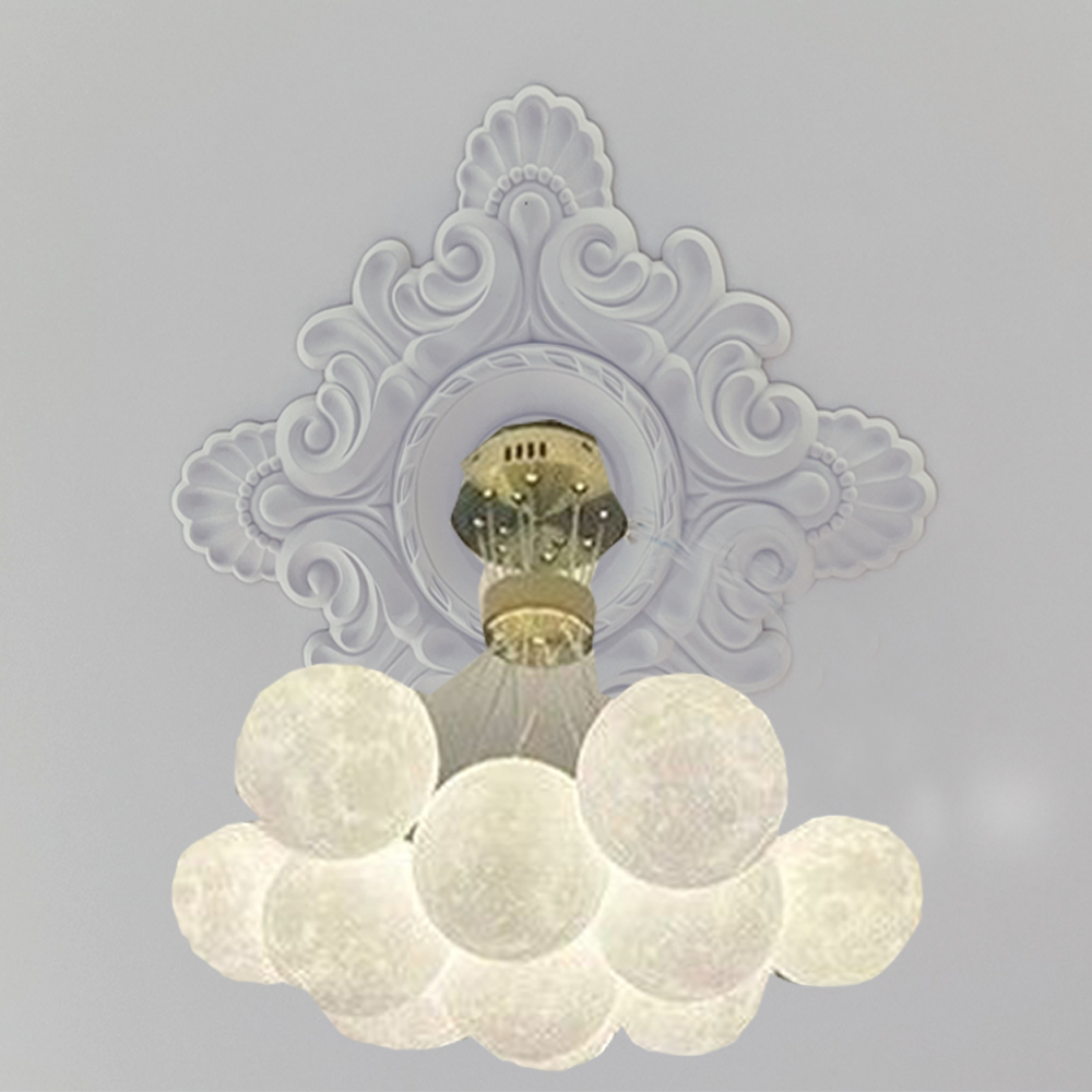 Round PU Simulated Gypsum Ceiling Medallion Lightweight Carved Lamp Tray European Style Decor for Home Villa Hotel Ceiling Art D