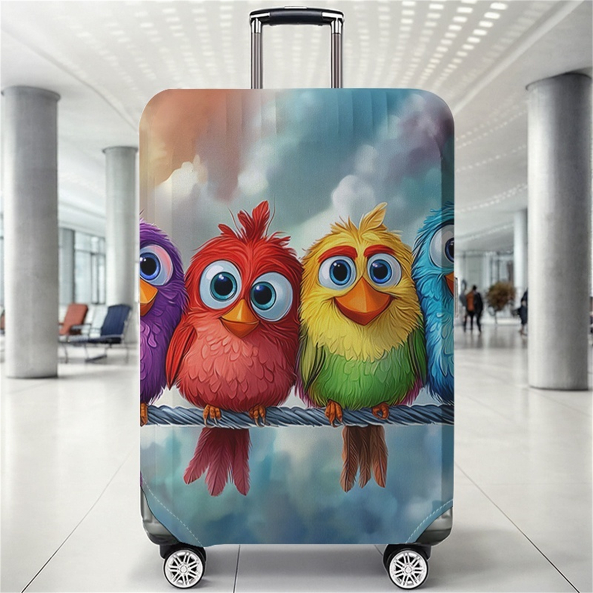 Rainbow bird pattern luggage protection cover, suitable for 18-32 inch luggage covers, luggage handle gloves, travel accessories
