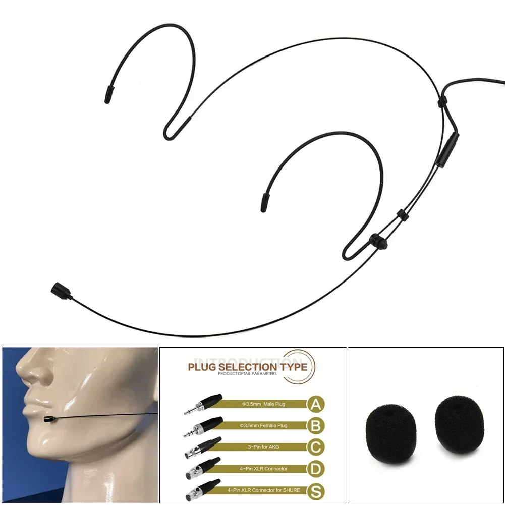 Double crochet d'oreille casque micro casque Microphone pour sans fil avec 2 * couvercle de Microphone