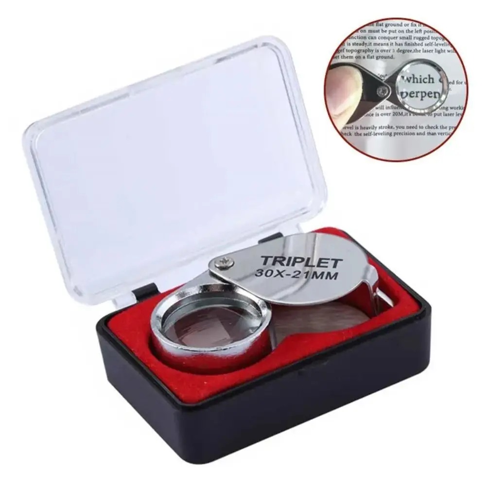 10-30X Taschenlupe Lupe Schmuck Lupe Faltbare Diamant Triplet Juweliere Auge Glas Werkzeug Leselupe