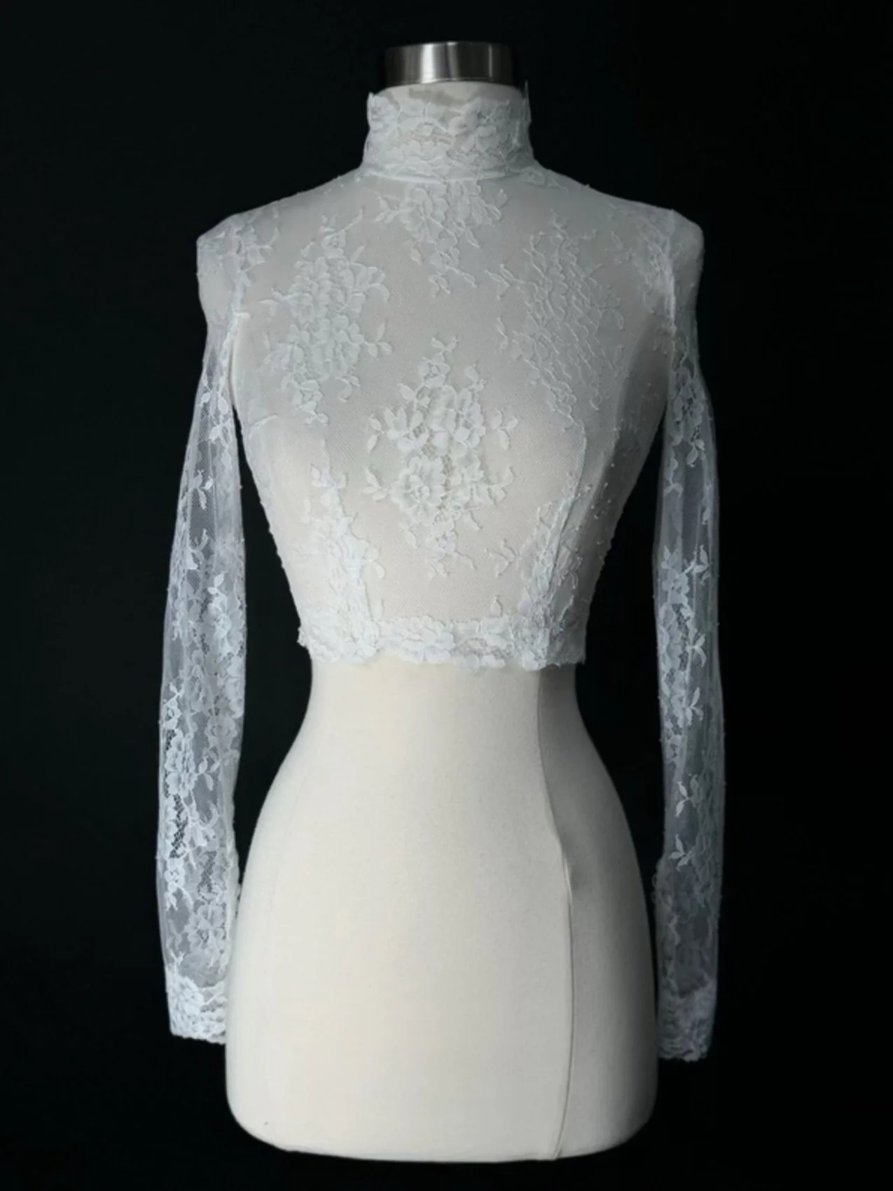 Bolero da sposa in pizzo maniche lunghe giacca da sposa scollo alto festa formale coprispalle da sposa mantelle da donna avvolge accessorio