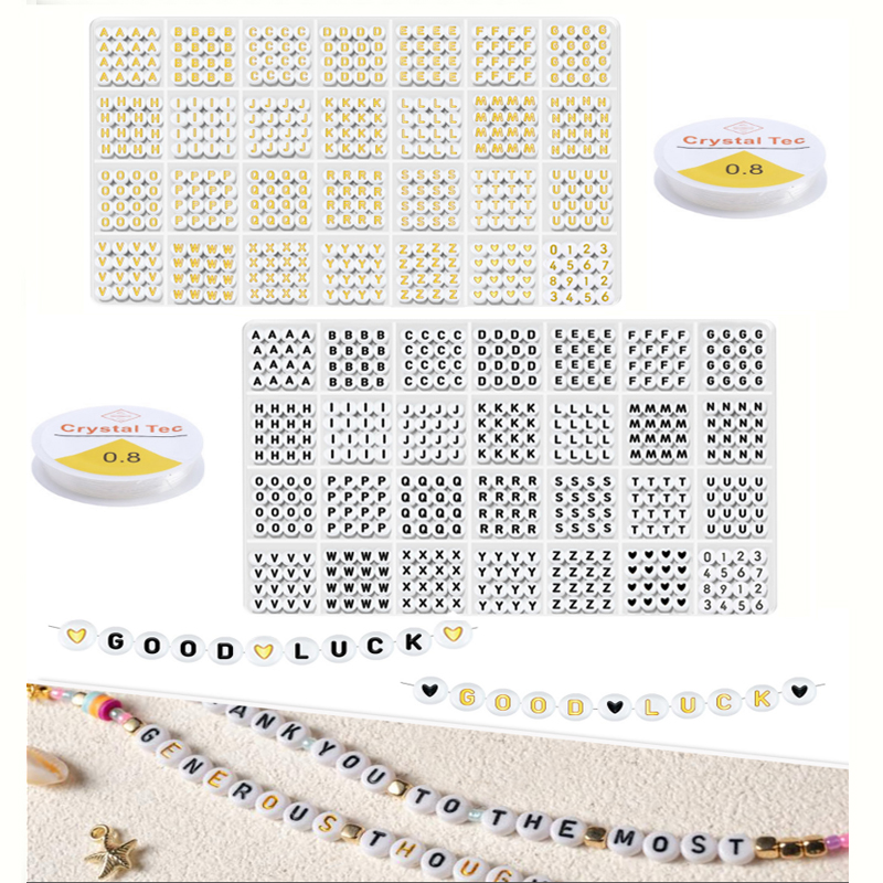 2 Box Preppy Style Buchstabenperlen-Set, Freundschaftsarmbänder, verschiedene Alphabetperlen für die Armbandherstellung, DIY-Zubehör