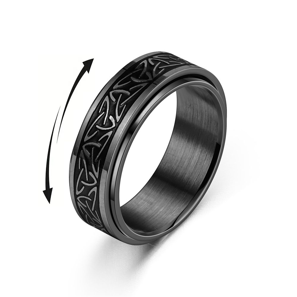 Anillos de runas de nudo celta vikingo para hombres, Anillo giratorio de acero inoxidable antiestrés y ansiedad, Anillo giratorio