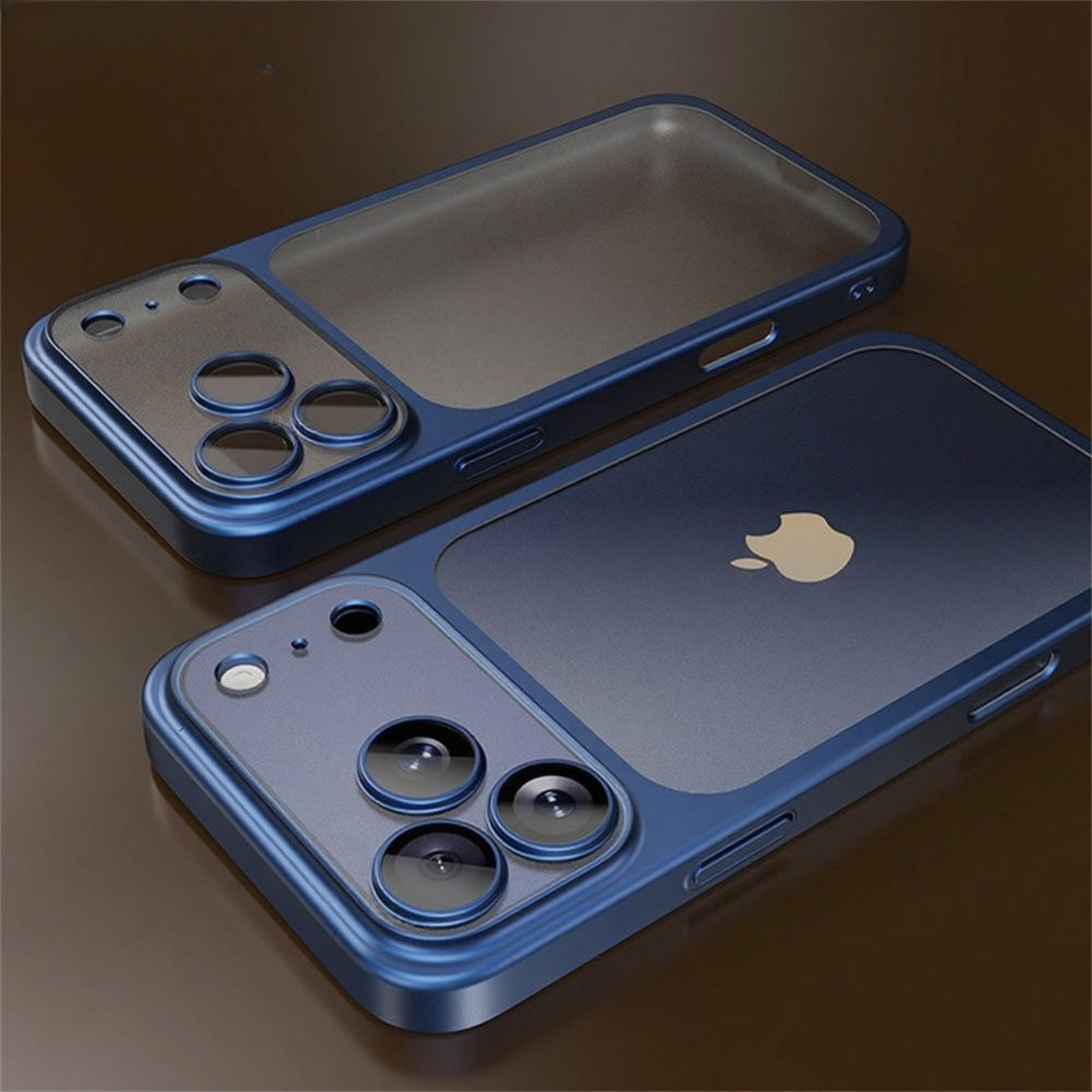 Capa de Celular Transparente de PC com Acabamento Luxuoso para iPhone 17 Pro Max 17 Air, Proteção de Lente, Traseira Fosca Transparente, Capa Rígida
