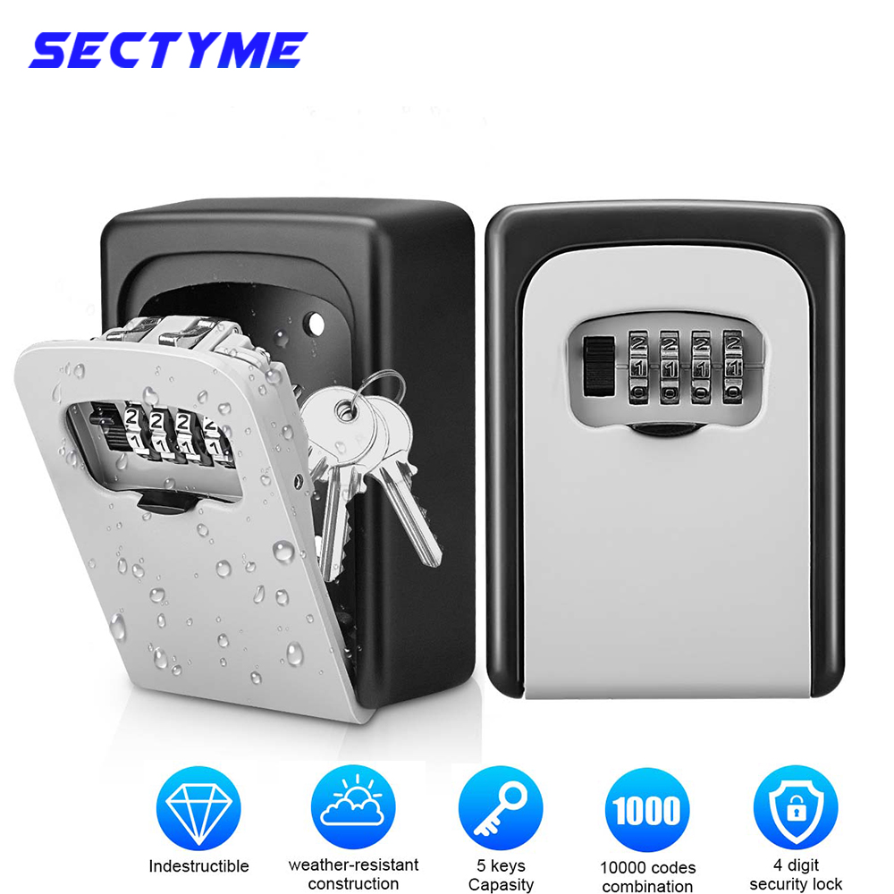 Блокировка для ключей Sectyme, погодозащищенный 4-значный комбинированный сейф с паролем для хранения ключей, для дома и улицы