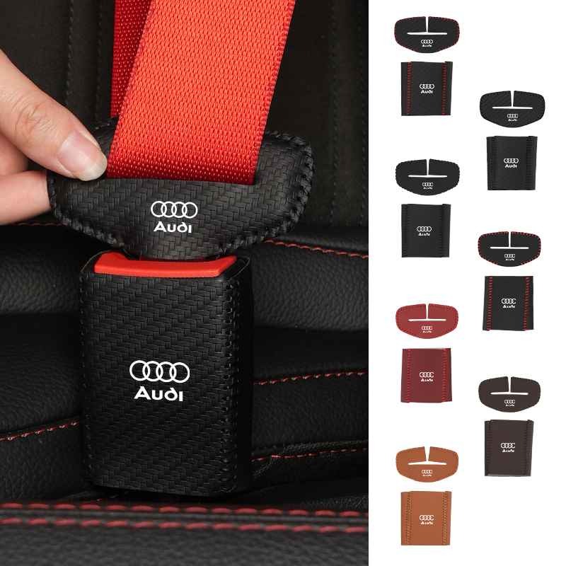 2Set Lederen Auto Logo Gordel Gesp Protector Cover Decoratie Mouw Voor Audi A1 A3 A4 A5 A6 A7 a8 Q2 Q3 Q5 Q7 Q8 Quattro S7