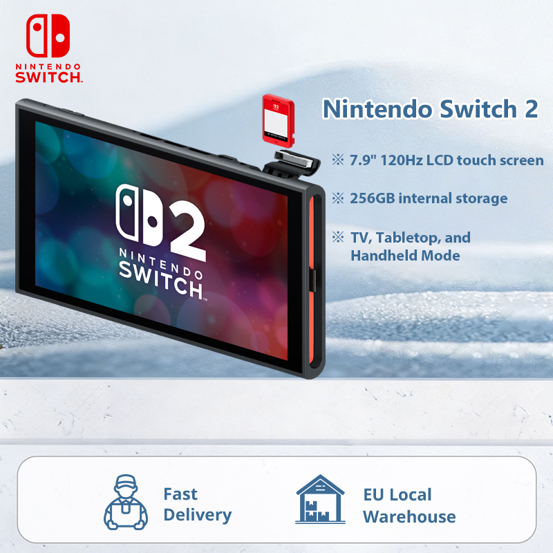 Consola de juegos Nintendo Switch 2 versión original de la UE, 256 GB de almacenamiento, consola de juegos portátil NS2, pantalla táctil LCD de 7,9 pulgadas, diseño magnético, micrófono incorporado, cancelación de ruido, batería de 5220 mAh