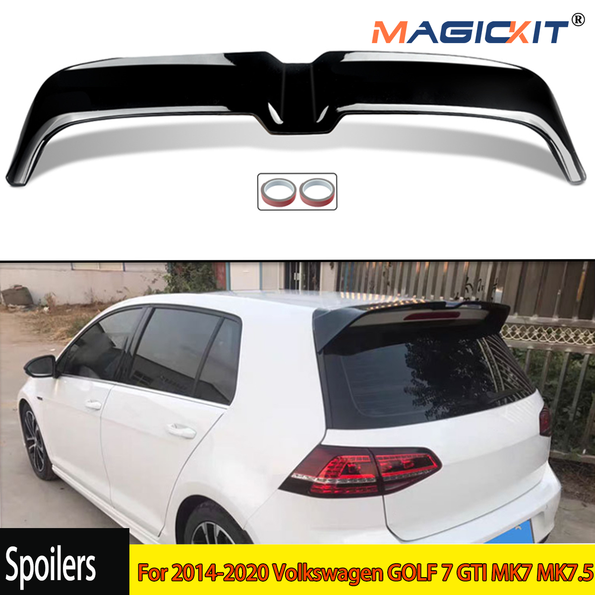 Верхнее крыло спойлера на крышу для Volkswagen GOLF 7 GTI MK7 MK7.5 2014-2020 гг., глянцевый черный