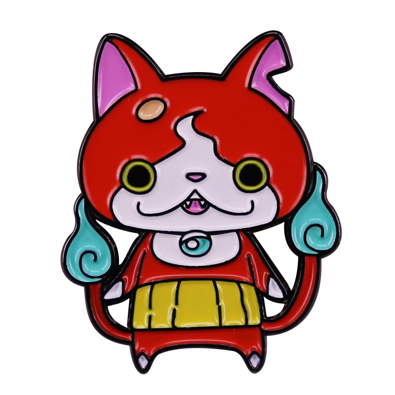 Jogo mangá anime youkai relógio broches jibanyan esmalte pino dos desenhos animados broche decoração saco pinos unissex jóias