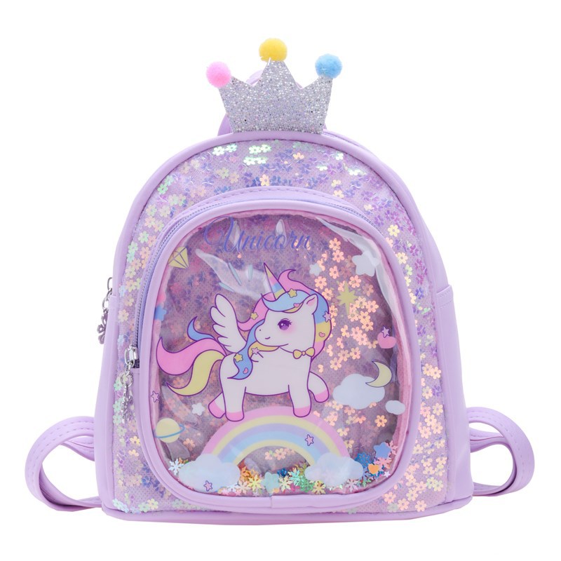 어린이 패션 작은 Schoolbag 소녀 귀여운 공주 배낭 PU 광택 만화 야외 배낭