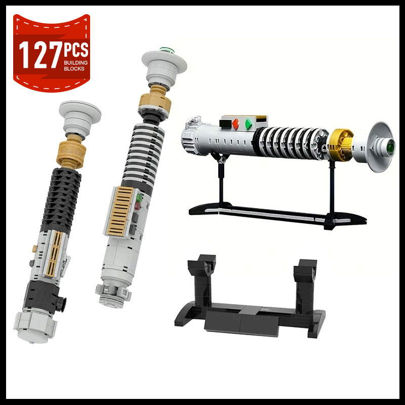 MOC-sable de luz de película clásica, empuñadura, arma creativa militar, modelo de bloques de construcción, conjuntos de Ideas, ladrillos constructores, juguete para regalo