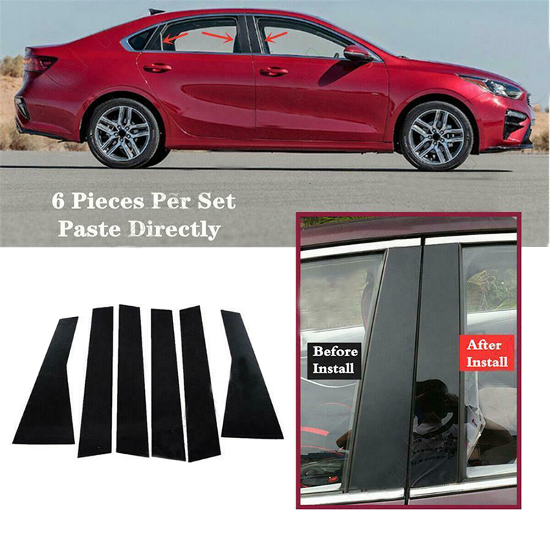 Set 6 Pezzi Copri Montanti per Porte e Finestrini per Kia Forte Sedan Hatchback Cerato K3 2019 2020 2021 2022-2024, Adesivi per Auto