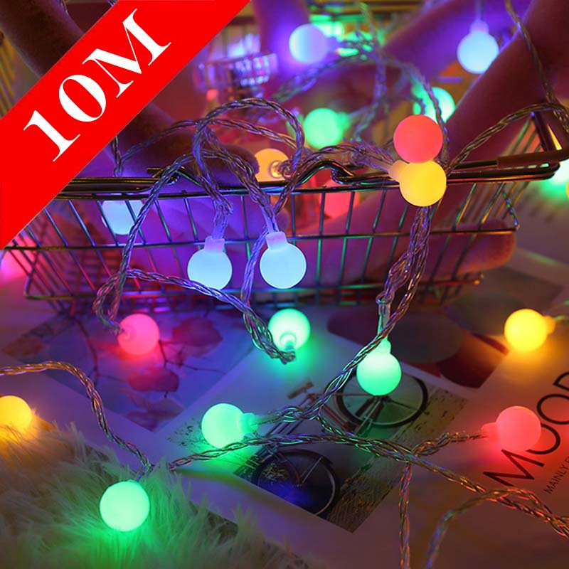 2M 5M 10M bolas de cereza guirnaldas de luces LED con batería operada por USB guirnalda Año nuevo boda decoración navideña habitación al aire libre