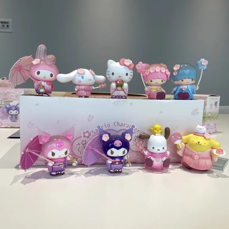 Miniso Sanrio персонажи цветы и фрукты коллекция милый Kuromi Cinnamoroll Hello Kitty Melody Pocahcco слепая коробка модель куклы