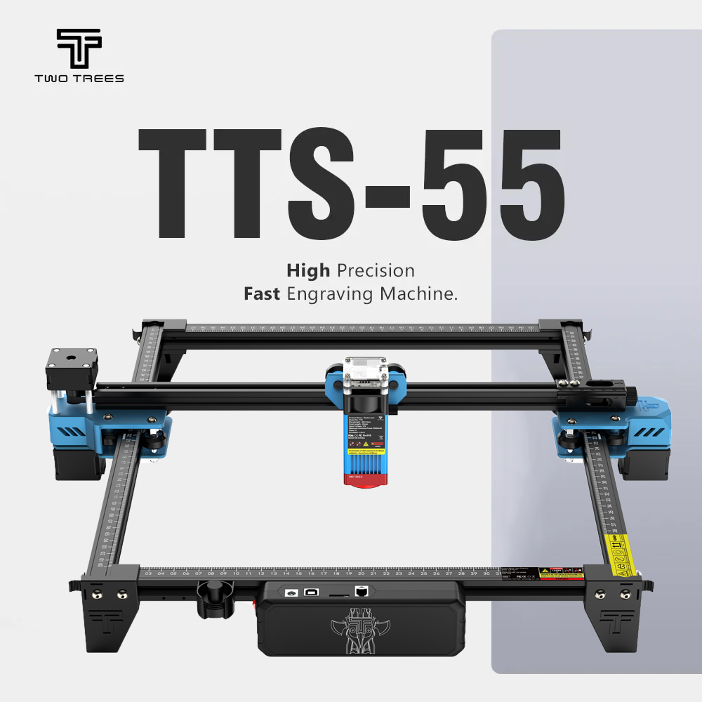 Twotrees TTS-55 Станок для лазерной гравировки и резки для дерева/кожи/металла/акрила Лазерный станок Лазерный 3D-принтер 40 Вт/80 Вт
