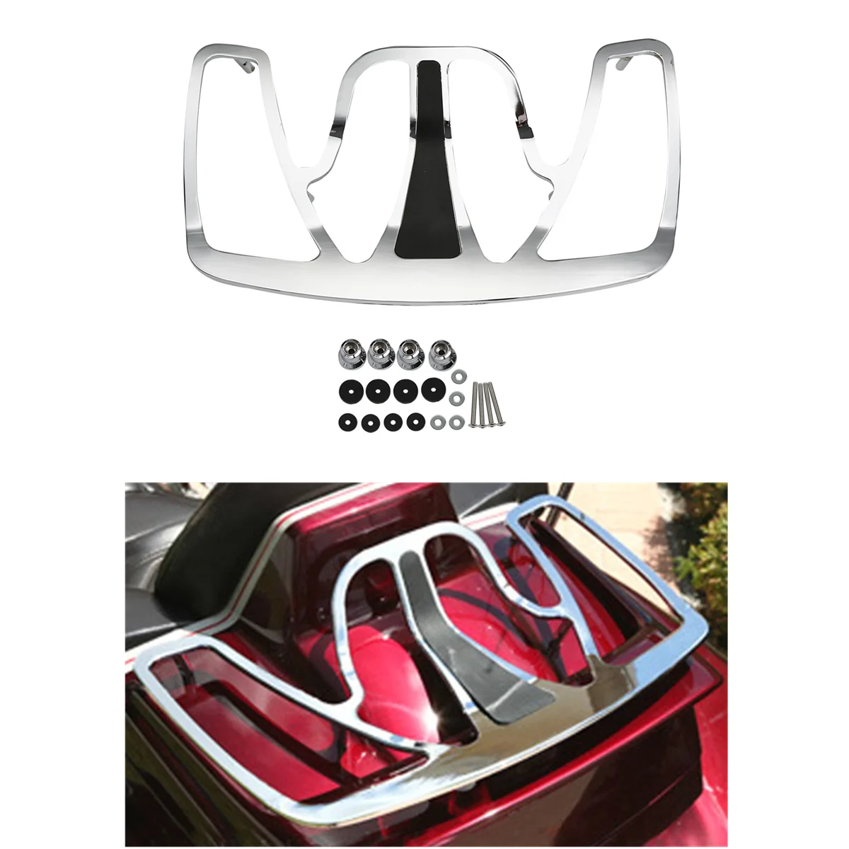 Motorfiets Kofferbak Bagagerek Voor Honda Goldwing Gold Wing Tour 2018-2019 GL1800 Trike 2001-2017 11 12 13 14 15 16 Zwart/Chroom