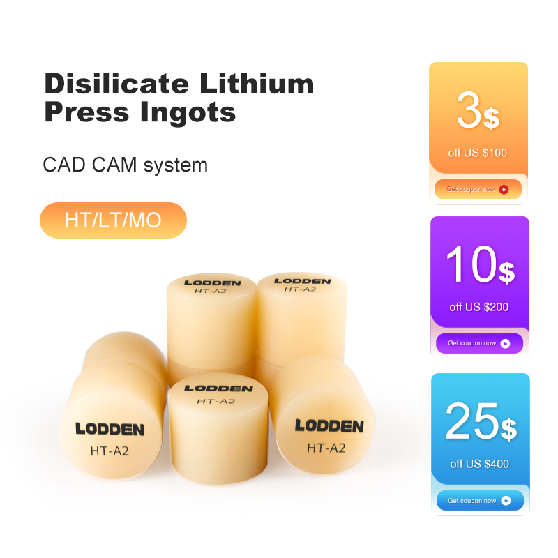 LODDEN Prasa z dwukrzemianu litu Wlewki szklane Ceramiczne Produkt Odontologia do systemu CAD CAM Materiały do laboratorium dentystycznego 10 sztuk HT/LT