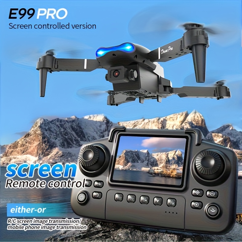 Drone E99PRO MAX 2026 Aggiornato con Doppia Fotocamera 8K, Telecomando con Schermo Integrato, Due Batterie, Ritorno Automatico con Un Tasto, Design Pieghevole, Ricarica USB, Connettività Wi-Fi e Funzionalità di Gioco in Volo Questo drone è adatto per prin