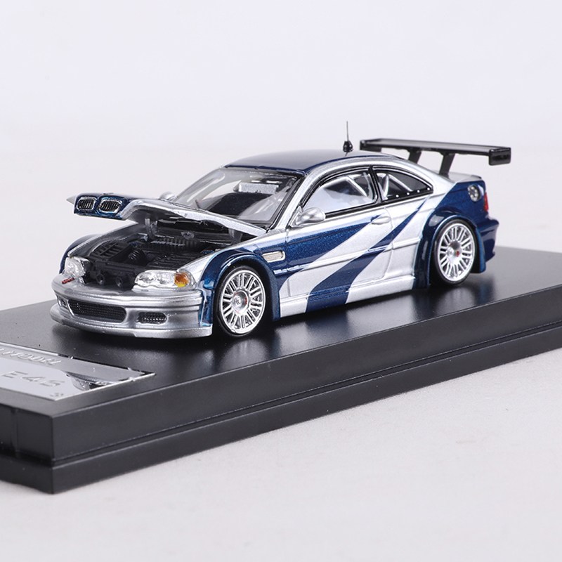 MJ МОДЕЛЬ 1:64 M3 E46 GTR Модель автомобиля из сплава может открыть капот