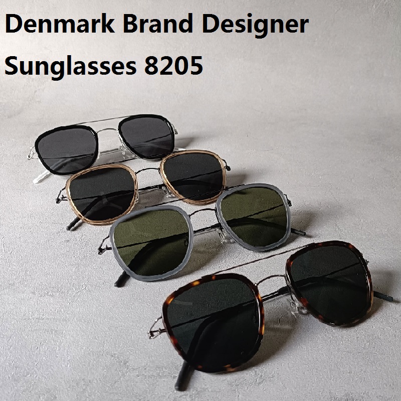Lunettes de soleil sans vis en titane ultra-légères à double pont pour hommes, style rétro, montures carrées, compatibles avec les verres correcteurs – Collection Danemark Fashion