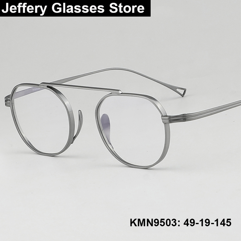 Montura de gafas ovaladas de titanio puro japonés KMN9503, gafas de piloto a la moda para hombres y mujeres, gafas Vintage de diseño de marca ultraligeras