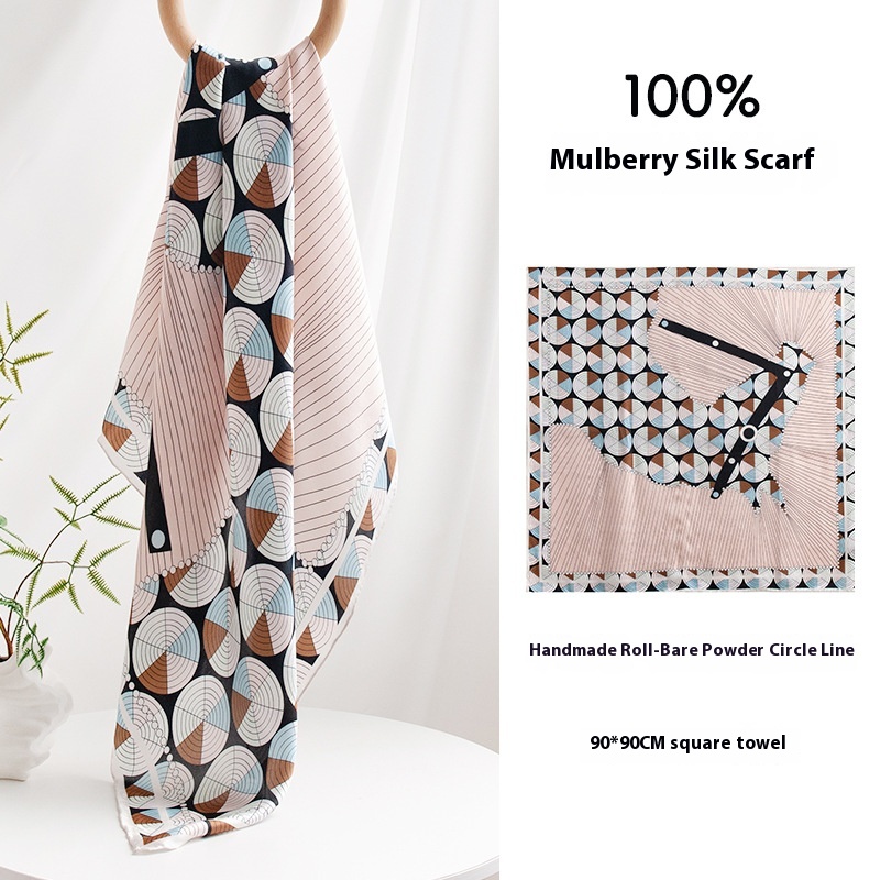 Petit foulard carré haut de gamme, 100% soie de mûrier, roulé à la main, nu, 90cm