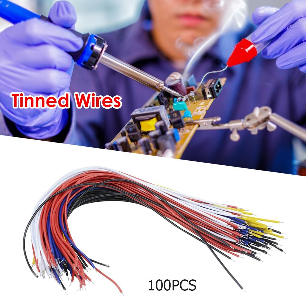100 pièces câble à souder PCB étamé fil de cavalier volant fil conducteur en cuivre 8 pouces câble résistant à la chaleur fil fil souple