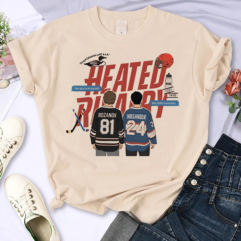 Camisetas Góticas Casuais Femininas, T-Shirt Gráfica Vintage com Estampa de Rivalidade, Camiseta de Manga Curta com Decote Redondo, Roupas Estéticas