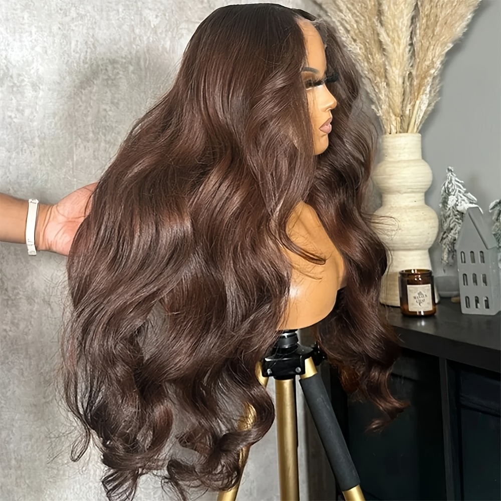 Chocolate marrom onda do corpo peruca dianteira do laço cabelo humano 220 densidade perucas frontais do laço 30 Polegada 13x6 hd perucas humanas do laço transparente