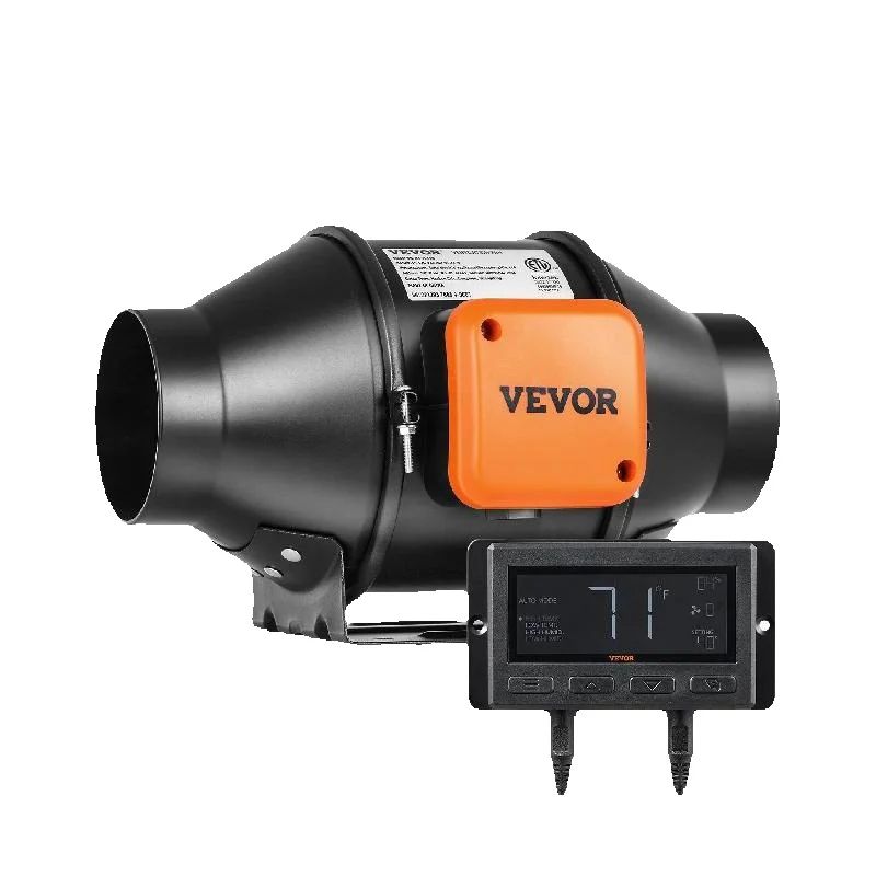 SucceBuy Kipas Saluran Inline Knalpot Ventilasi Motor EC Tenang dengan Pengontrol Suhu Kelembaban untuk Tenda Penumbuh Booster Pendingin