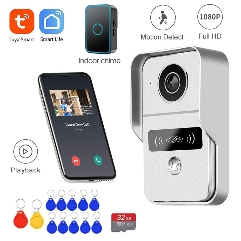 2MP Tuya умный видеодомофон Wi-Fi уличный дверной звонок камера 1080P Wi-Fi видеодомофон беспроводной дверной звонок камера ID Card для дома