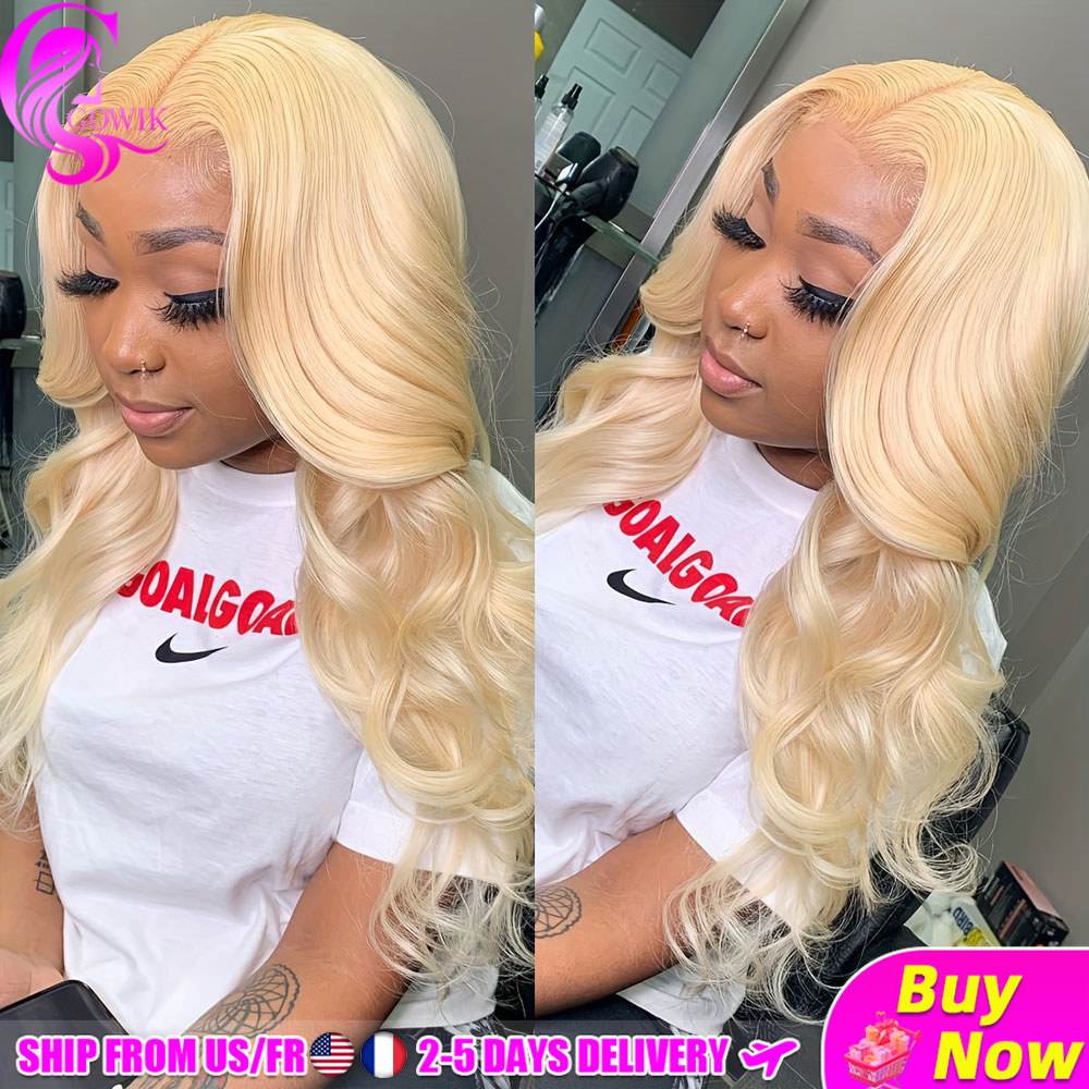 Peluca frontal de encaje 613 13x6 de cabello humano, densidad 210, onda corporal, rubia, de 28 pulgadas, completa y gruesa, peluca frontal de encaje HD 613 pre-arrancada con cabello de bebé para mujer