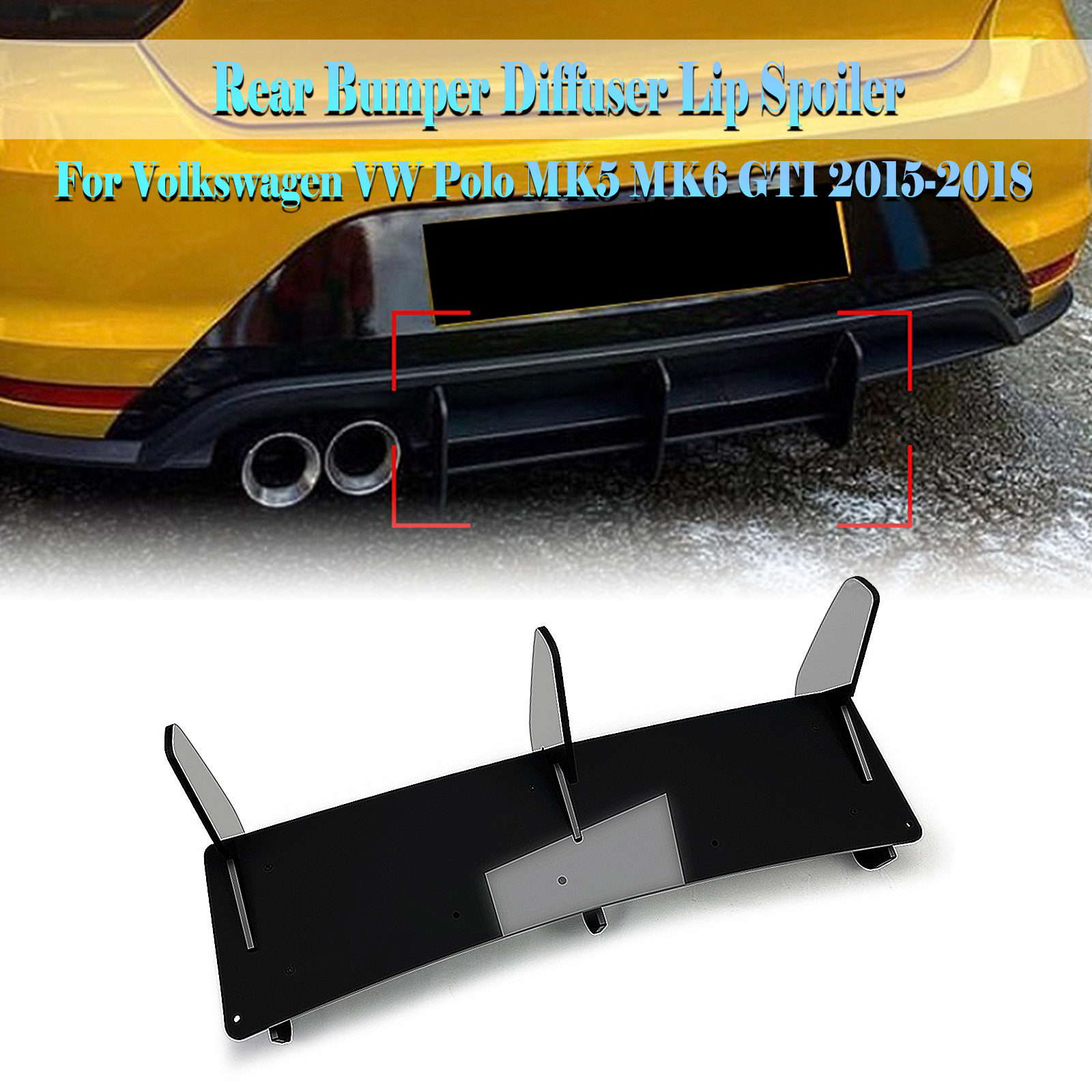 Bumper belakang Diffuser Lip untuk Volkswagen VW POLO MK5 MK6 GTI 2015-2018 hanya mobil hitam penjaga bawah Spoiler plat Splitter Trim sirip
