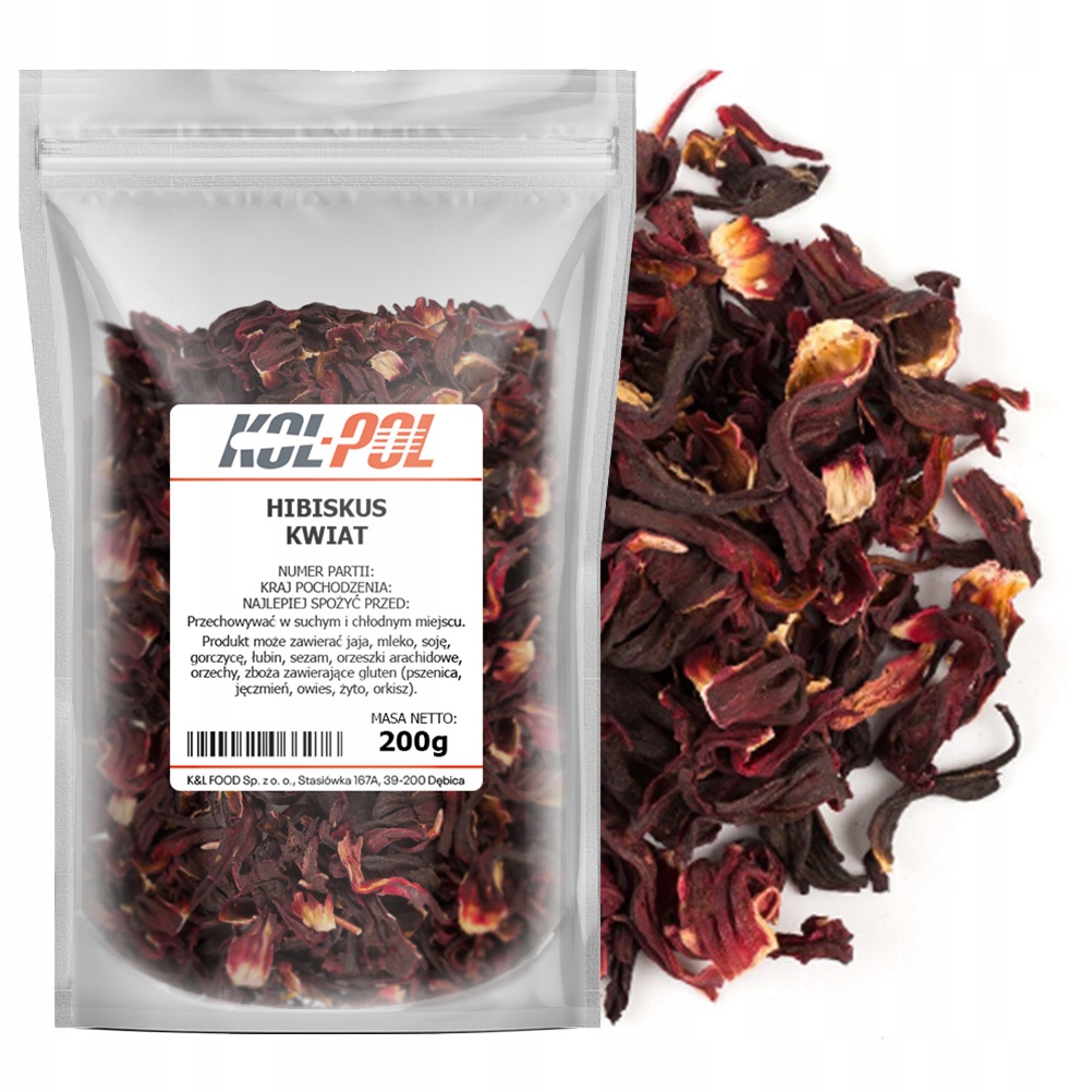 HIBISKUS SUSZONY 200 g Kwiat hibiskusa naturalny malwa herbata Kol-Pol