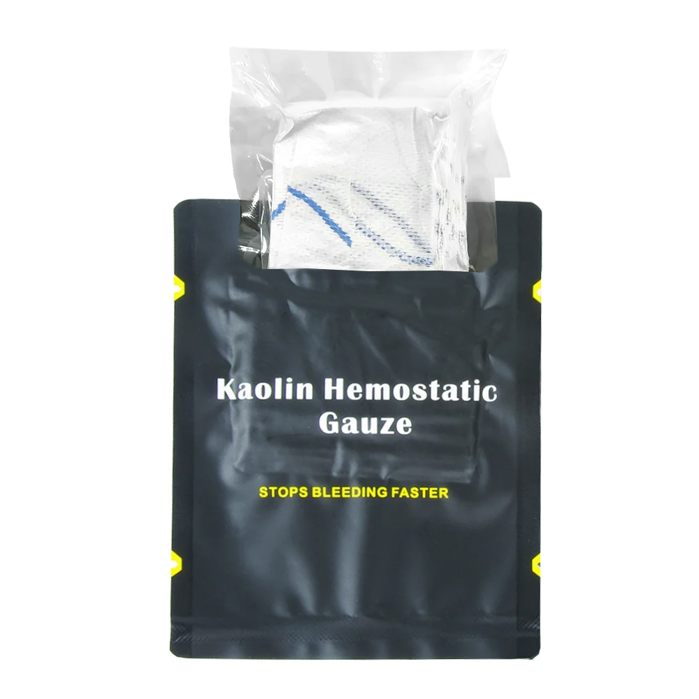 Hemostatic Kaolin Gauze COMBAT การบาดเจ็บฉุกเฉิน Z-พับที่ละลายน้ําได้สําหรับ Ifak ยุทธวิธี First Aid Kit บาดแผล Edc ชุด First Aid