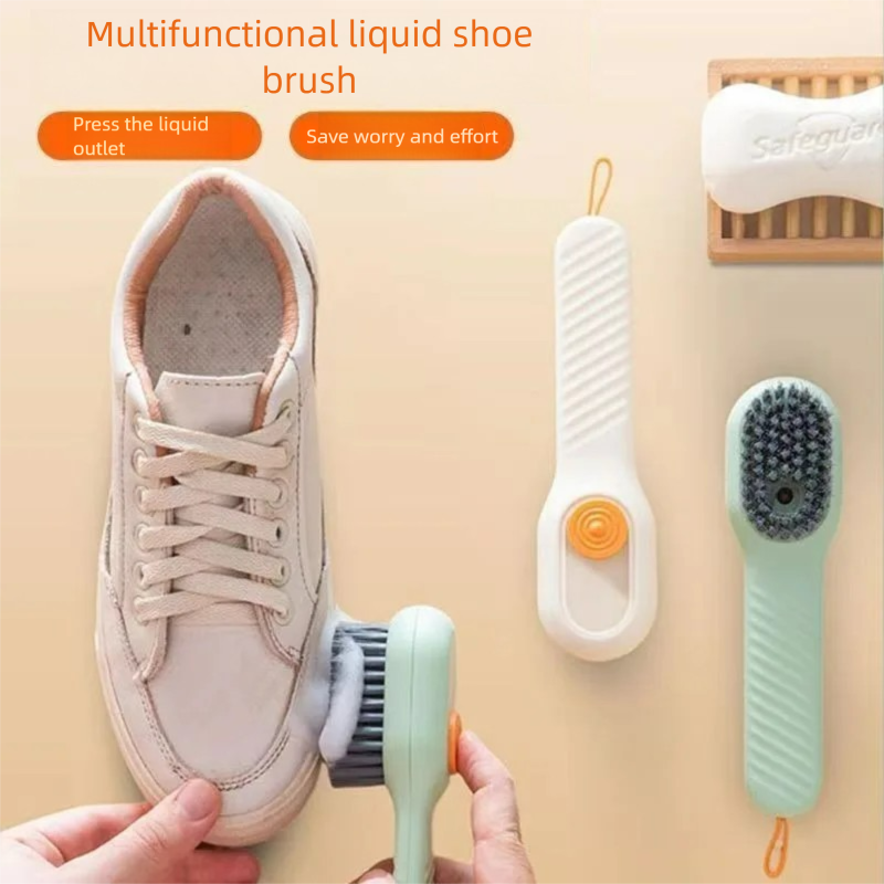 Cepillo multifuncional para zapatos con dispensador de líquido, tipo prensa para el hogar, piel suave para lavar zapatos, herramienta de limpieza, 1 ud./2 uds./3 uds.