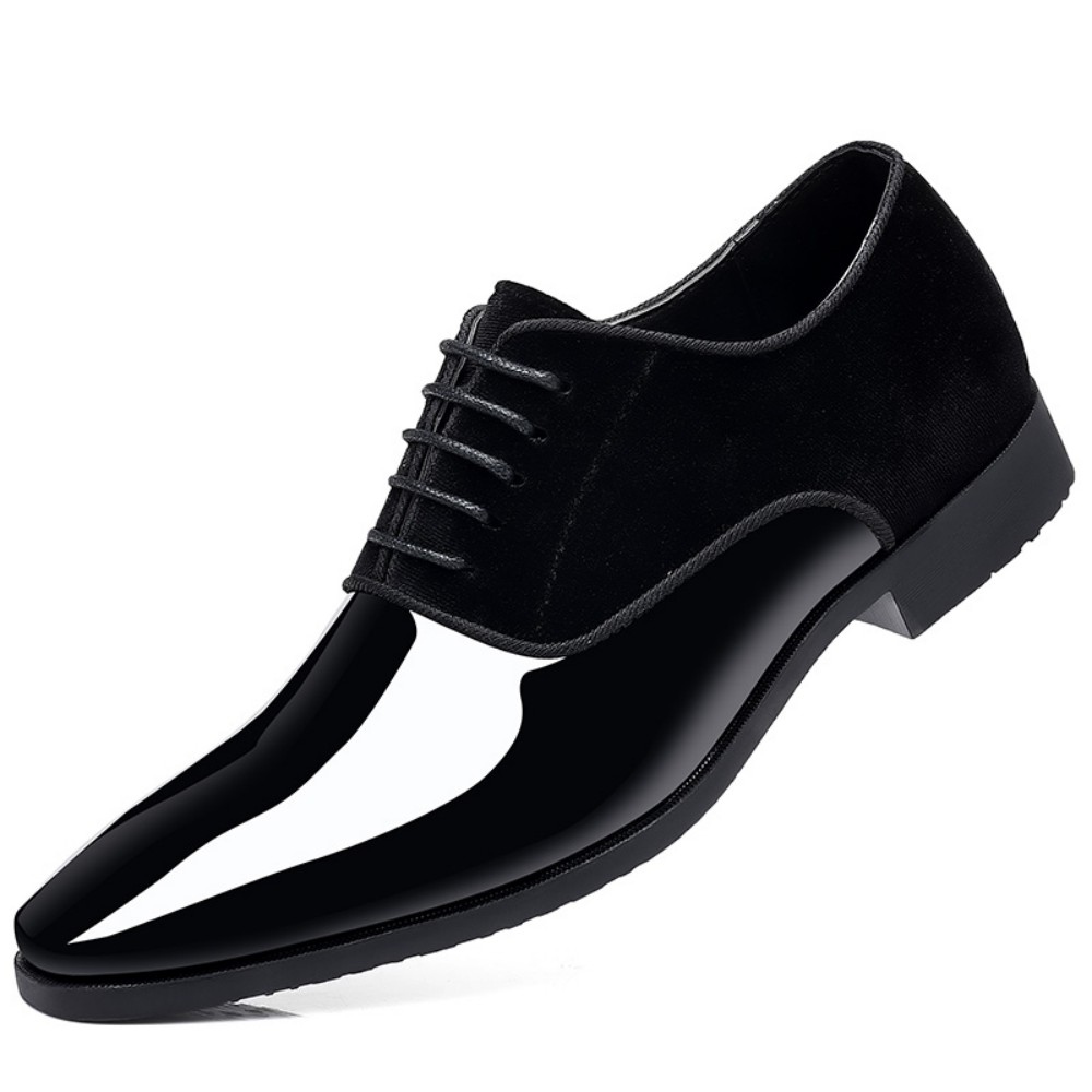 Sepatu Oxford Pria High Gloss Low Top Square Toe Lace-Up Formal Suit Tuxedo Dress Shoes Untuk Bisnis Kasual Sepatu Untuk Pria