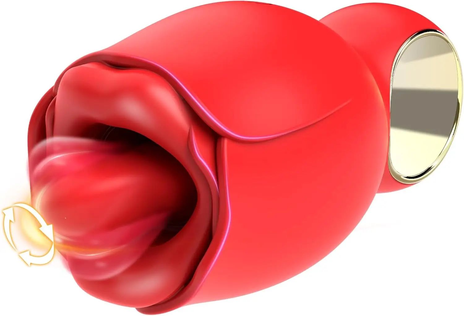 Vibrator Genggam Bentuk Mawar - 8 Mode Rotasi Menjilat & Mengisap Klitoris Titik G Puting Stimulator Anal Mainan Seks Dewasa Wanita 18+