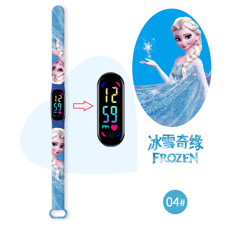 Relojes Disney Frozen para niños, correa de silicona para niñas, reloj luminoso con luz colorida para niños, reloj de cuarzo resistente al agua, reloj infantil