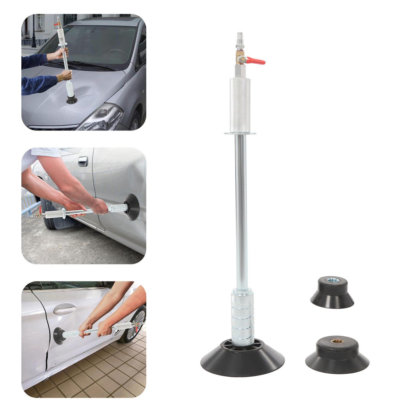 Air Pneumatic Dent Puller with 3 Suction Cups, Car Body Dent Removal Tool Vacuum Slide Hammer Sheet Metal Repair Suction Cup Kit