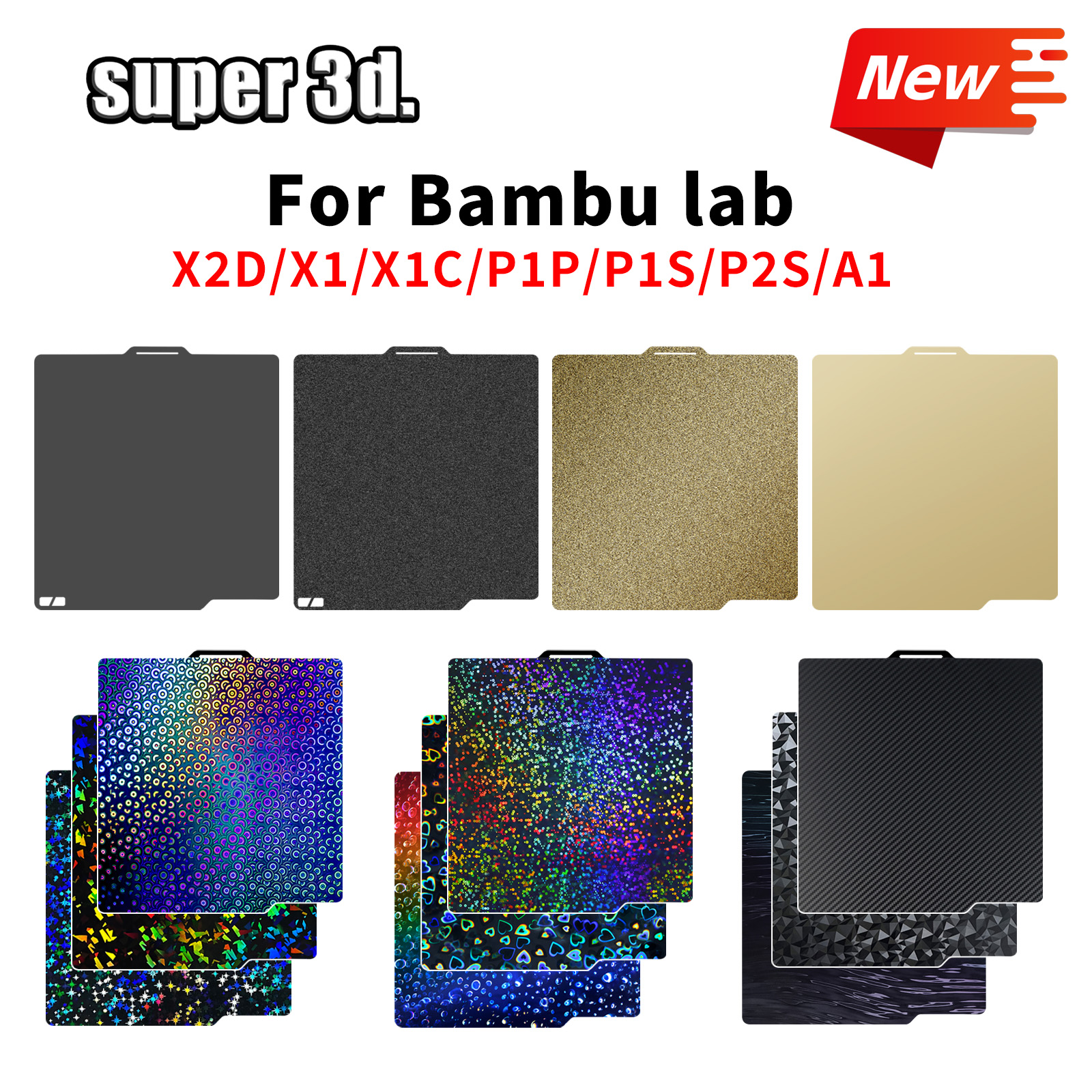 Płyta drukująca P2S Bambu Lab X2D P1P X1 Carbon, dwustronna PEO H1H, gładka PEI, PET 257x257, blacha ze stali sprężynowej do Bambulab X1C P1S