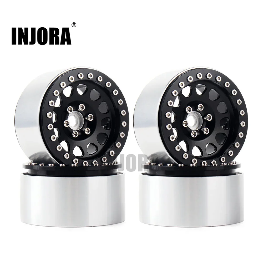 INJORA 4 Uds 1/10 RC Rock Crawler llantas de aluminio 2,2 Beadlock para Axial SCX10 RR10 Wraith 90048 90018 TRX4 TRX-6