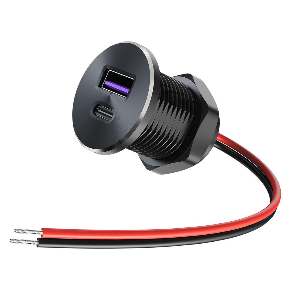 Tomada de carregador USB PD3.0 e QC3.0 de 30 W |   Carregador rápido RV totalmente em alumínio atualizado 12V / 24V |   para van campista, reboque, barco marinho