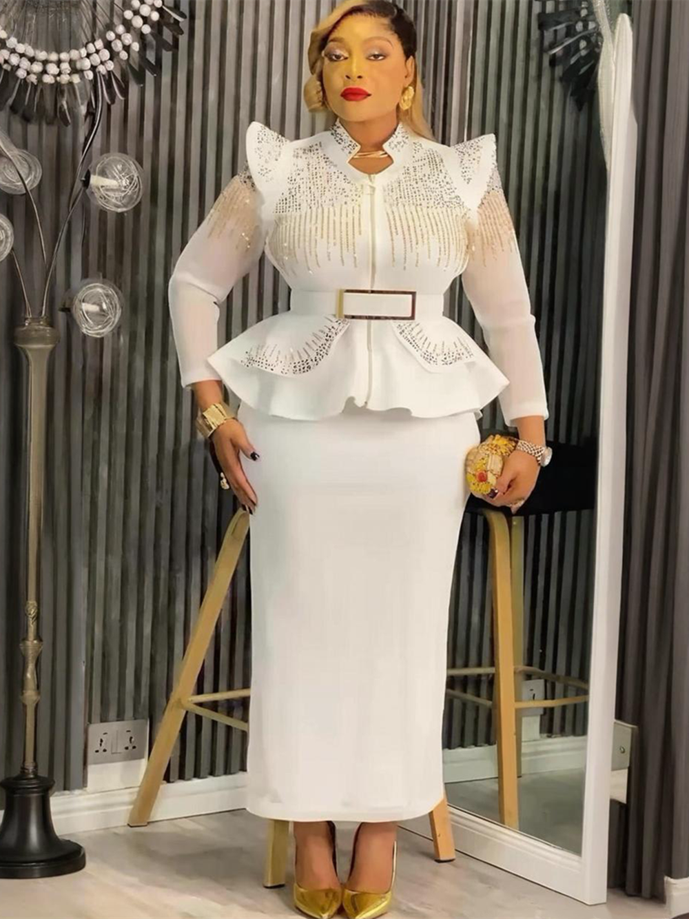 African Clothes for Women 2 PCS Sets Tops And Skirts Suits Dashiki Ankara Turkey Outfits Gown Plus Size Wedding Party Dresses
