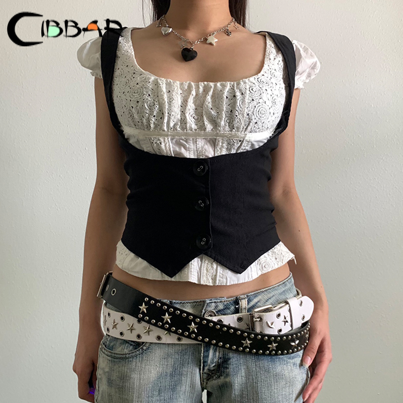 女性用ノースリーブボタンダウンコルセット,古着,アーバンウェア,原宿Tシャツ,90年代ガードルベスト,y2k
