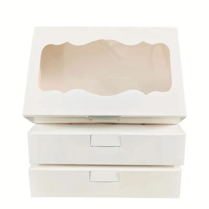 10Pcs White Kraft Paper Gift Box Containers With Clear Window-Perfect for Packaging,Wedding,Party,Christmas,Birthday Decorations
