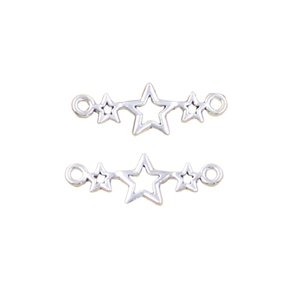 30 sztuk Charms Star Link złącze 9x25mm antyczny srebrny kolor wisiorki wykonane ręcznie robiona tybetańska biżuteria