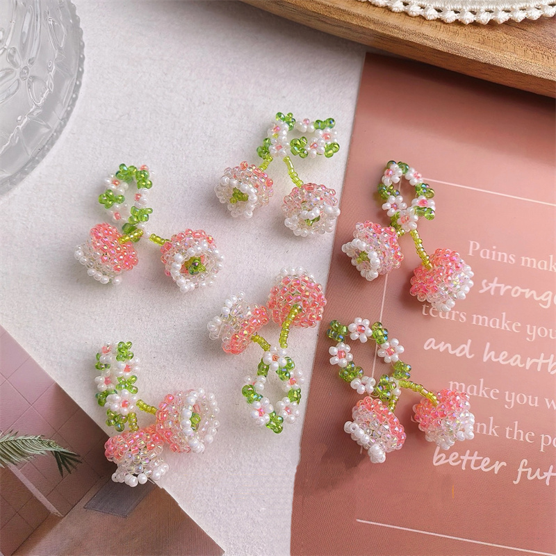 Min 10 pcs/lot couleur perles de verre décoration à la main tissage muguet fleurs forme perles bijoux à bricoler soi-même accessoire de vêtement