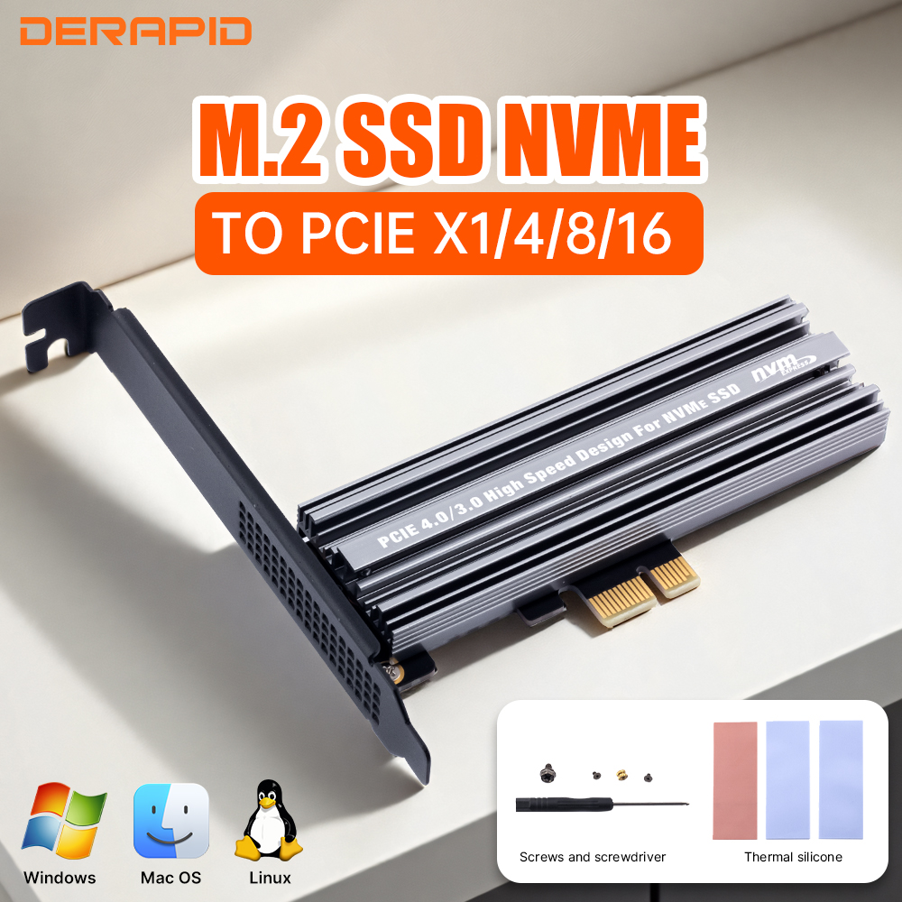 Kartu Adaptor M.2 NVMe Kunci B&M Ke Antarmuka PCIe 4.0/3.0 X1 X4 X8 X16 untuk PC Kompatibel dengan Hard Disk SSD 2230 2242 2260 2280